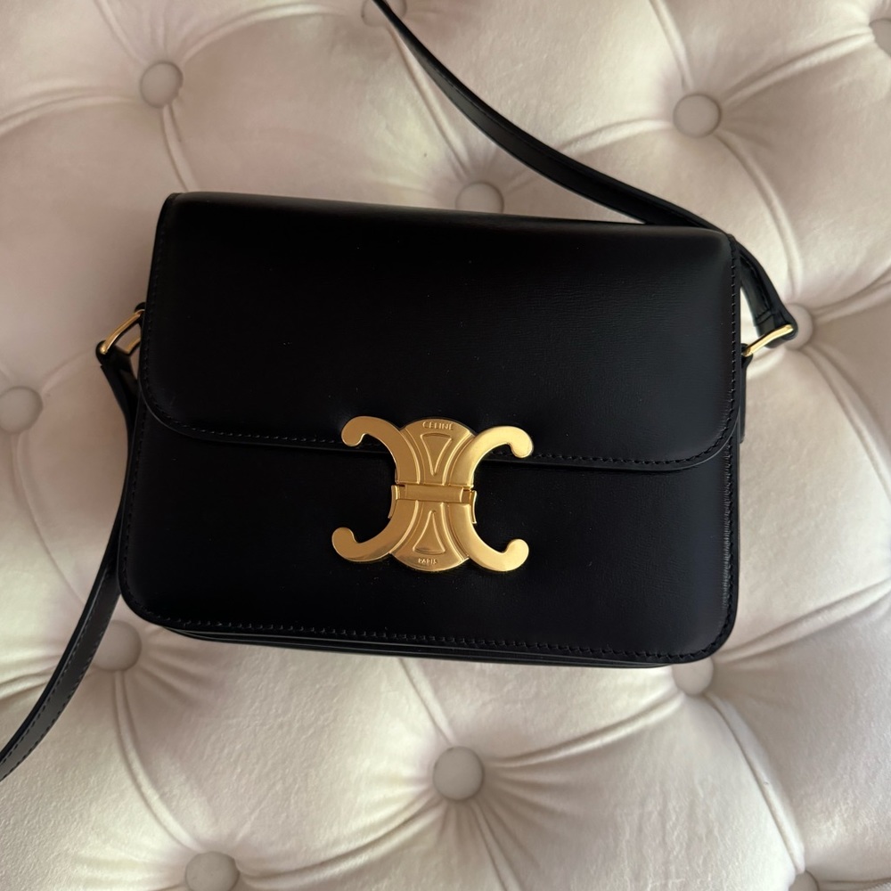 Celine Triomphe Shoulder Bag Small Black